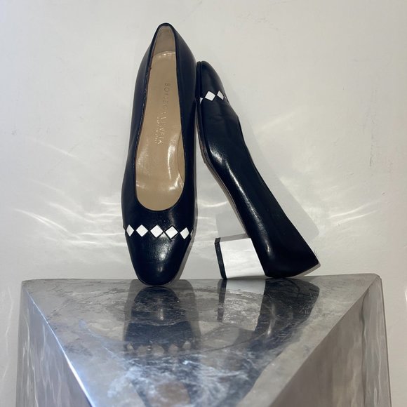 BOTTEGA VENETA black and white checker diamond leather pumps - Picture 8 of 8